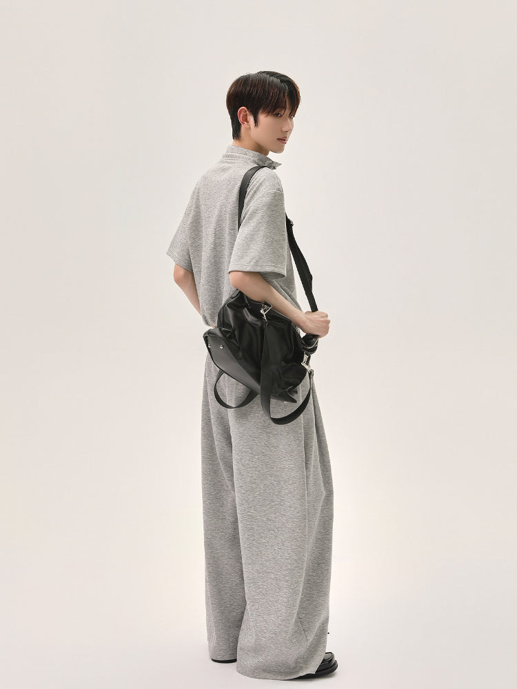 Drawstring Polo Shirt and Pants Set