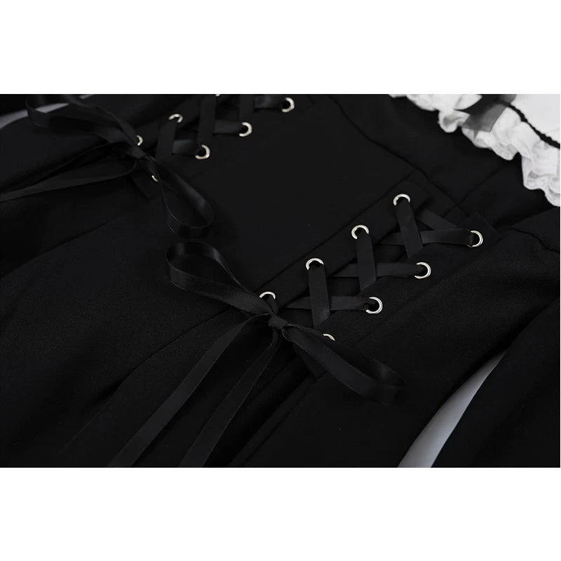 Lace Trim Waist-Defining Maxi Dress