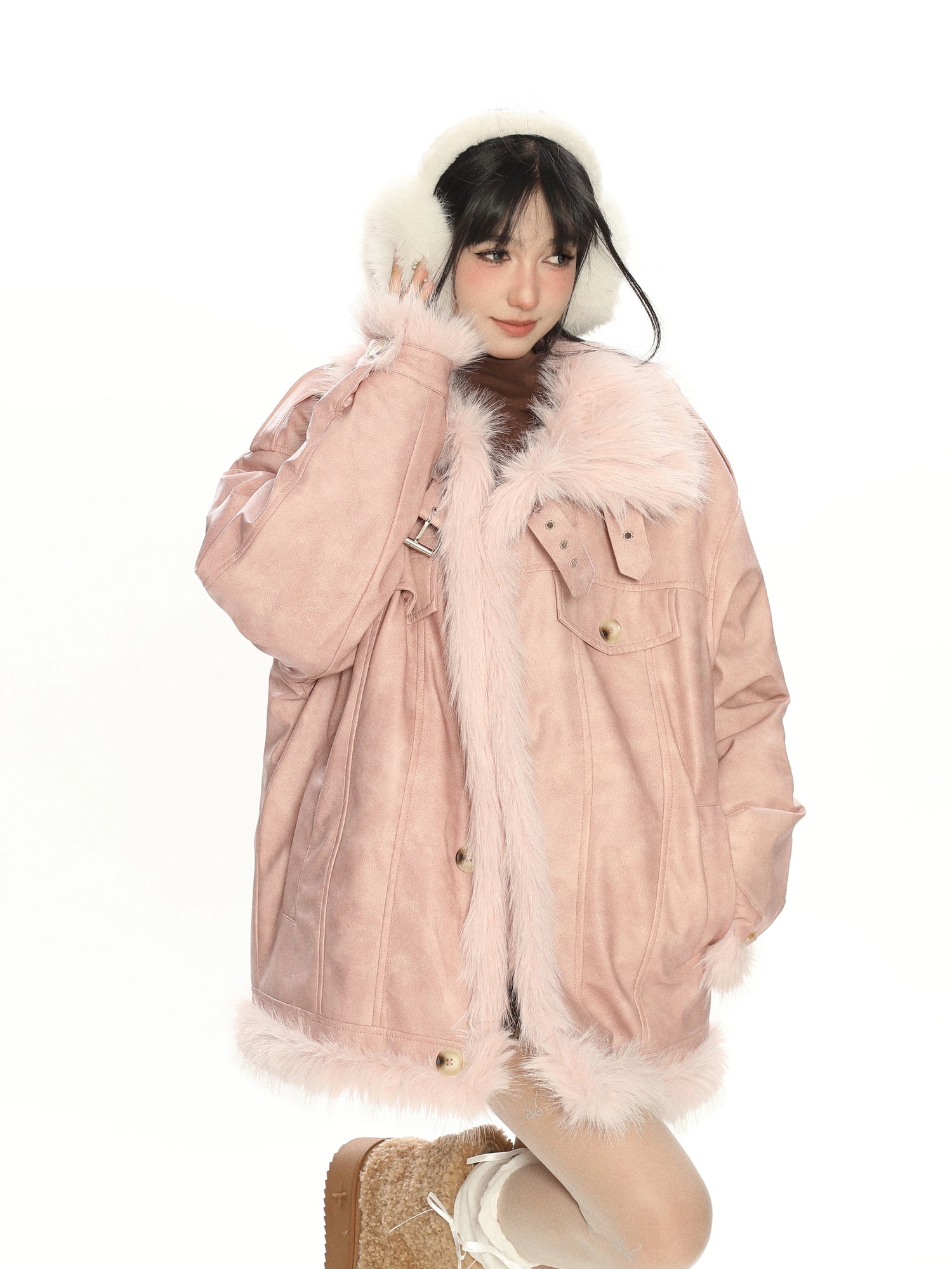 Giacca da moto foderata in pelliccia di agnello 