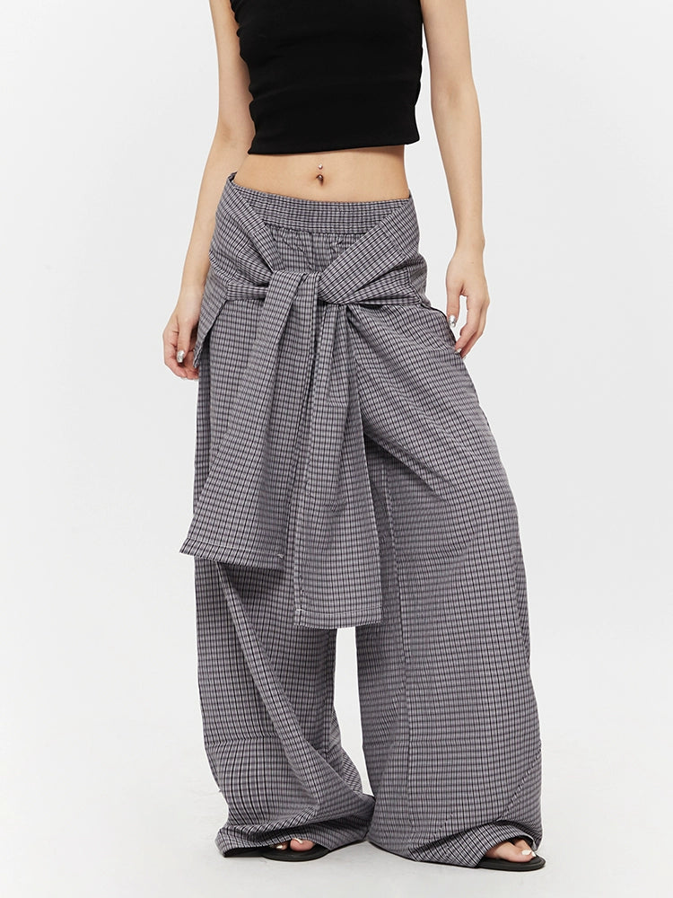 Plaid Wide-Leg Loose Fit Casual Pants