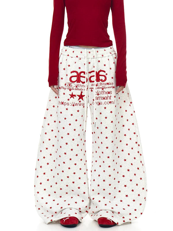 Yıldız Desenli Geniş Paça Sokak Modası Pantolon 