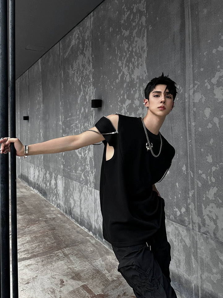 Cotton Hip-Hop Loose Zipper Sleeve Pullover