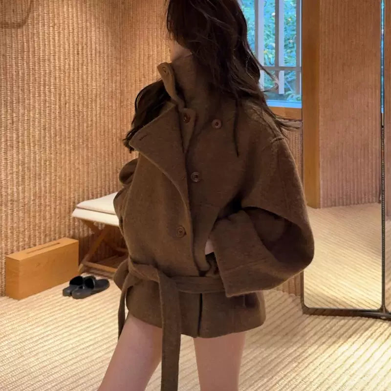 Double-Sided Cashmere Stand-Collar Wool Coat