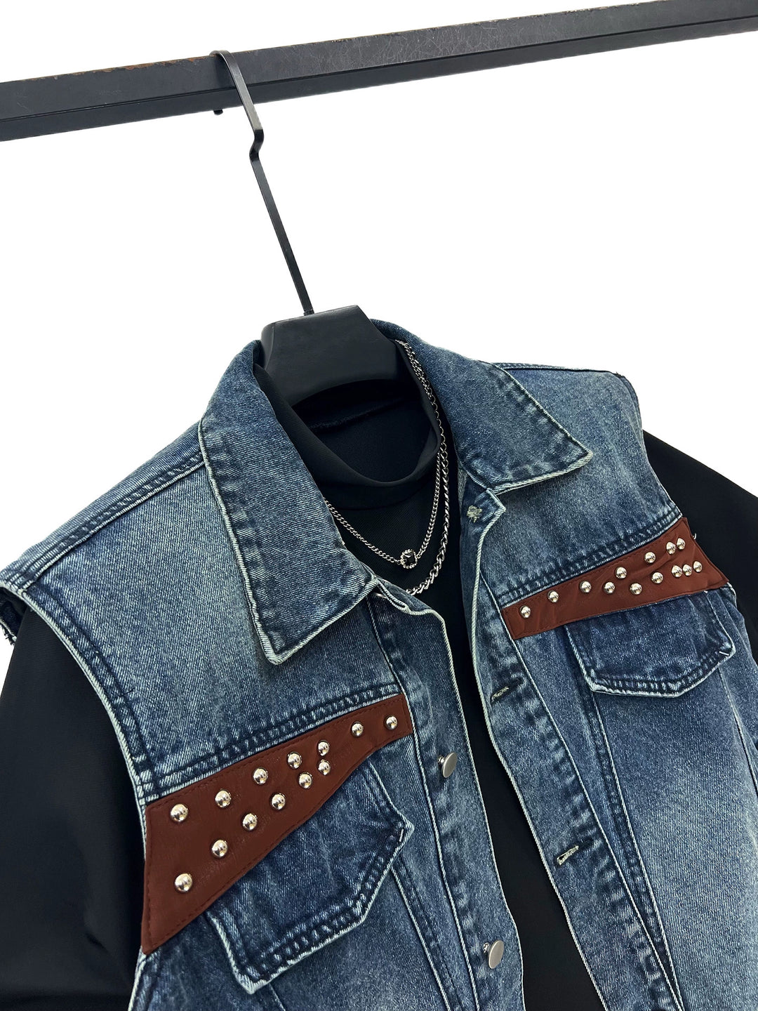 Sleeveless Denim Vest and Wide-leg Pants