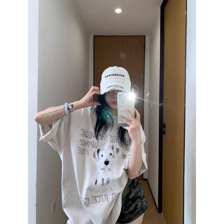 Cartoon Dog Print Relaxed Fit T-Shirt