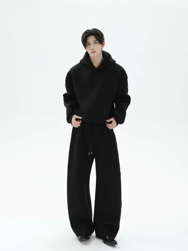 편안한 3D 후드티와 와이드 레그 팬츠 세트 