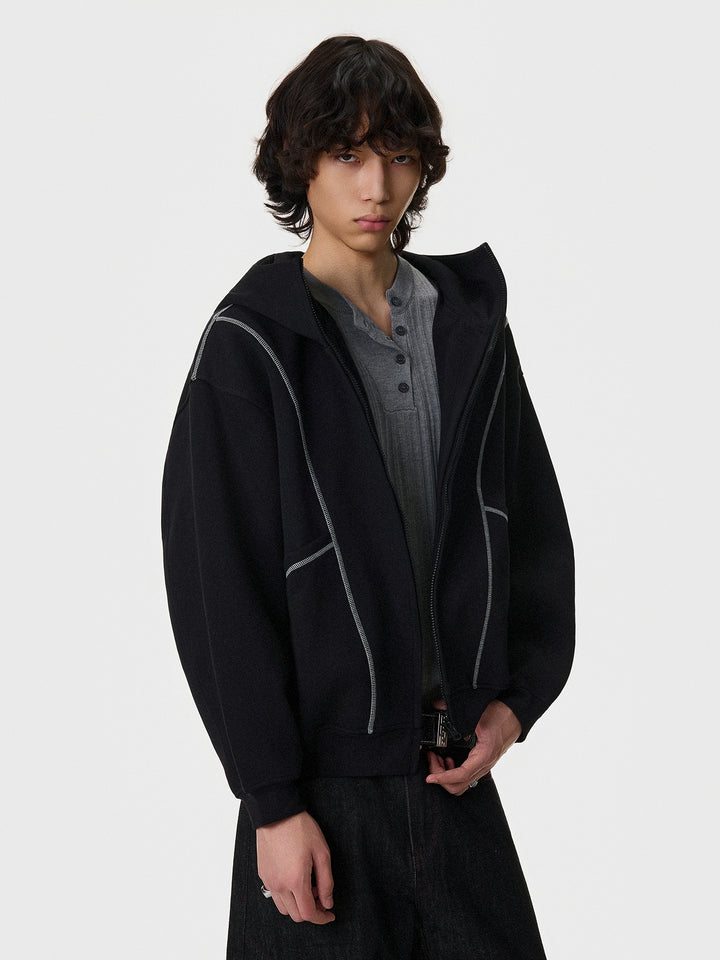 Retro Paneled Zip Cropped Hoodie