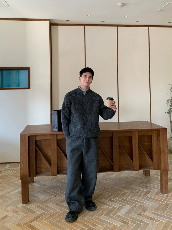 Pull en tricot à col roulé double côtelé 