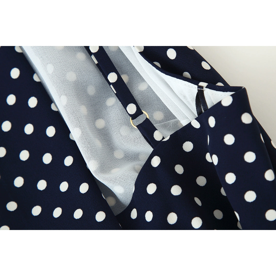 Polka Dot Halfterhals Gürtel Midi Kleid 