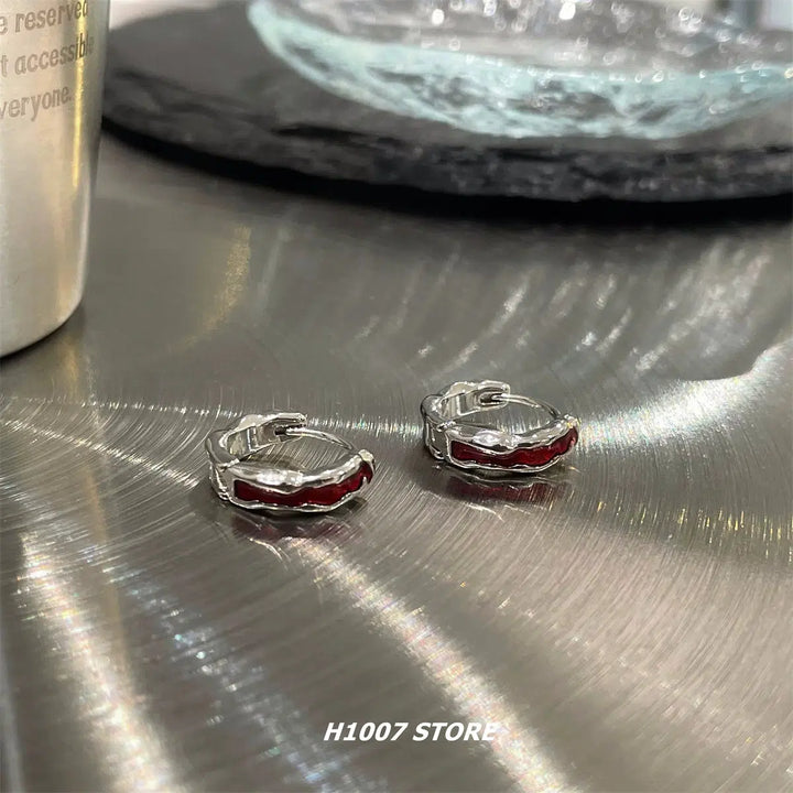 Red Hoop Earrings