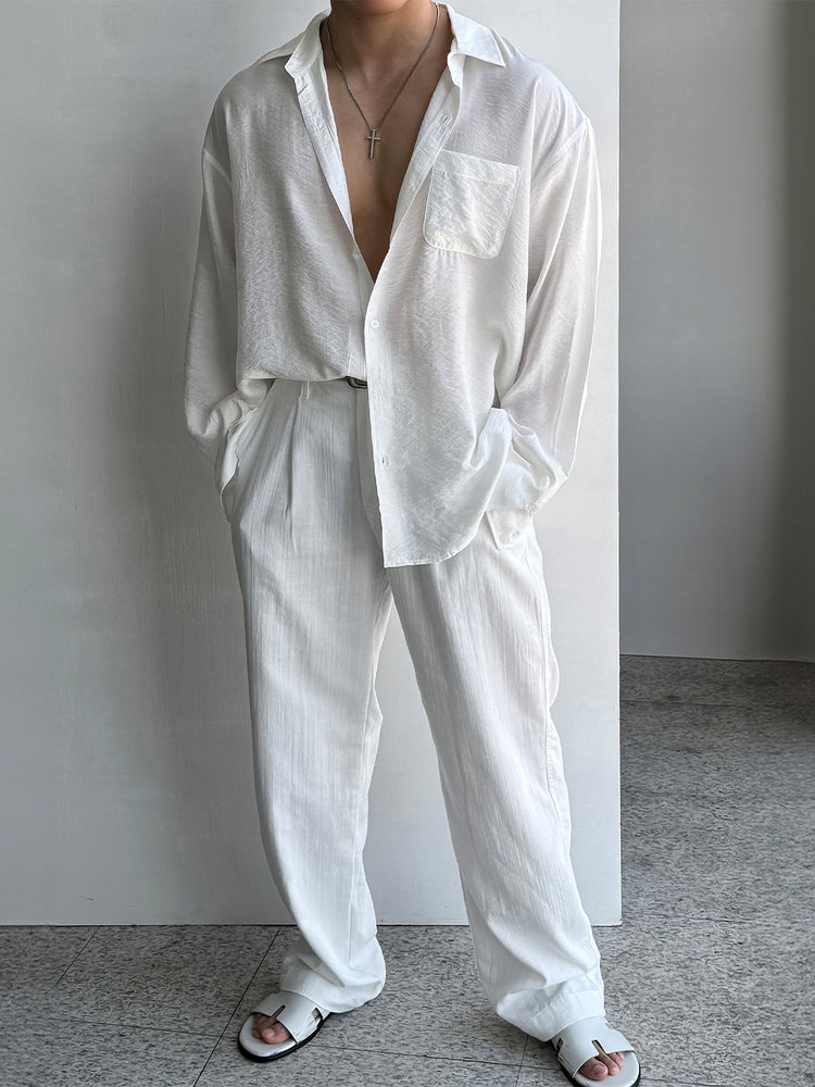 Textured Long-Sleeved Casual Shirt
