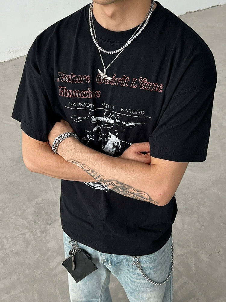 Camiseta Impressa Slim Fit com Slogan 