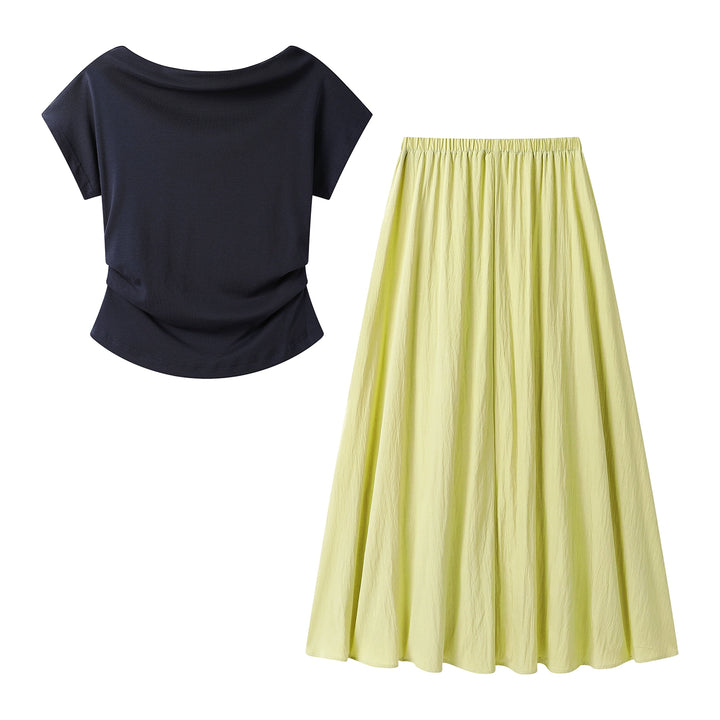 Letter Print T-Shirt and Skirt Set