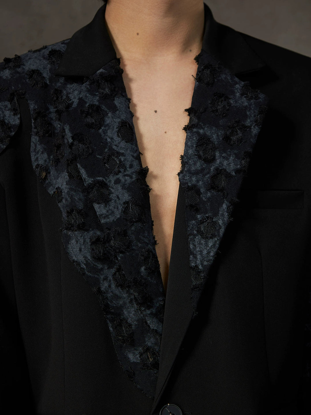 Lace Pattern Blazer with Padded Shoulders