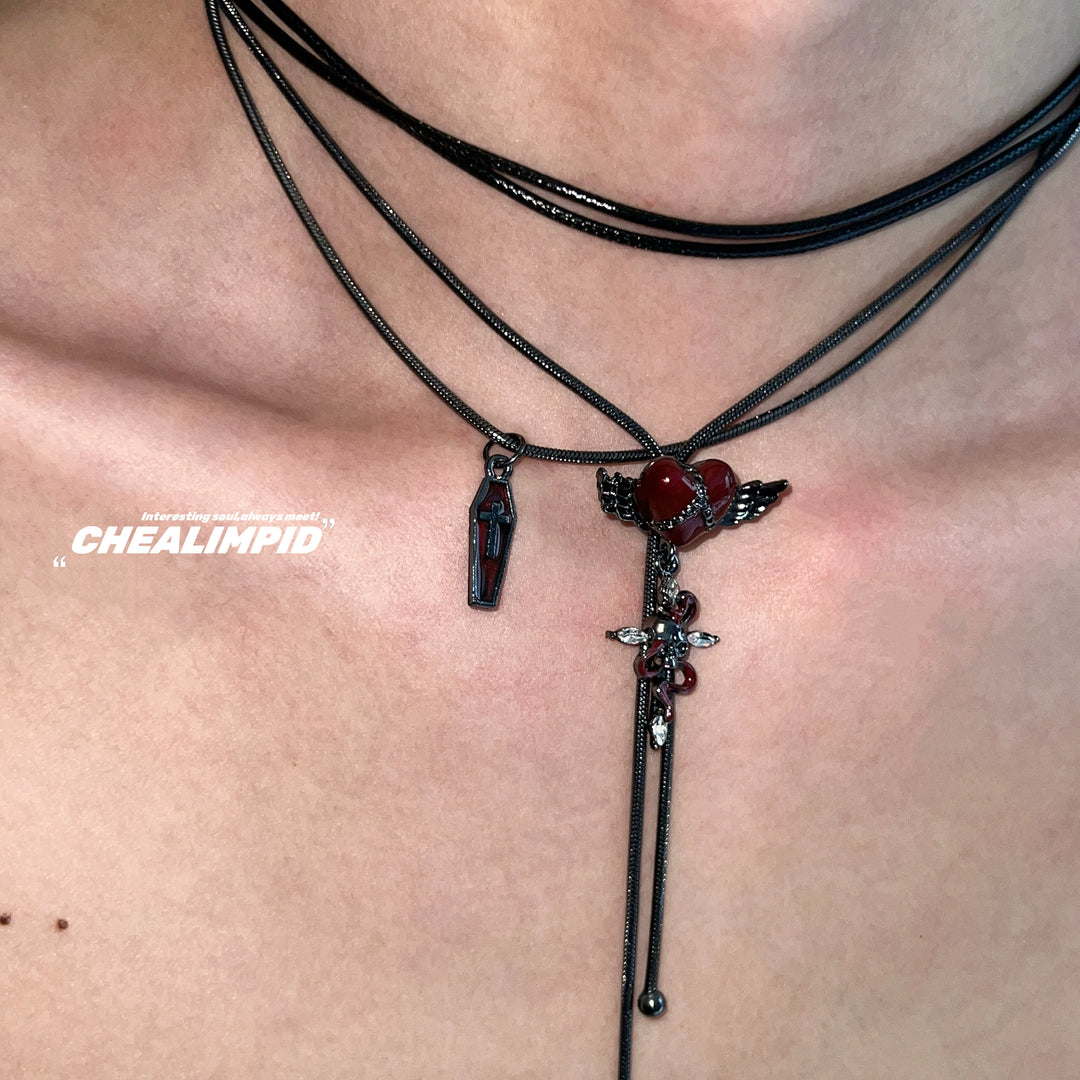Multi-Layer Cross Heart Punk Necklace
