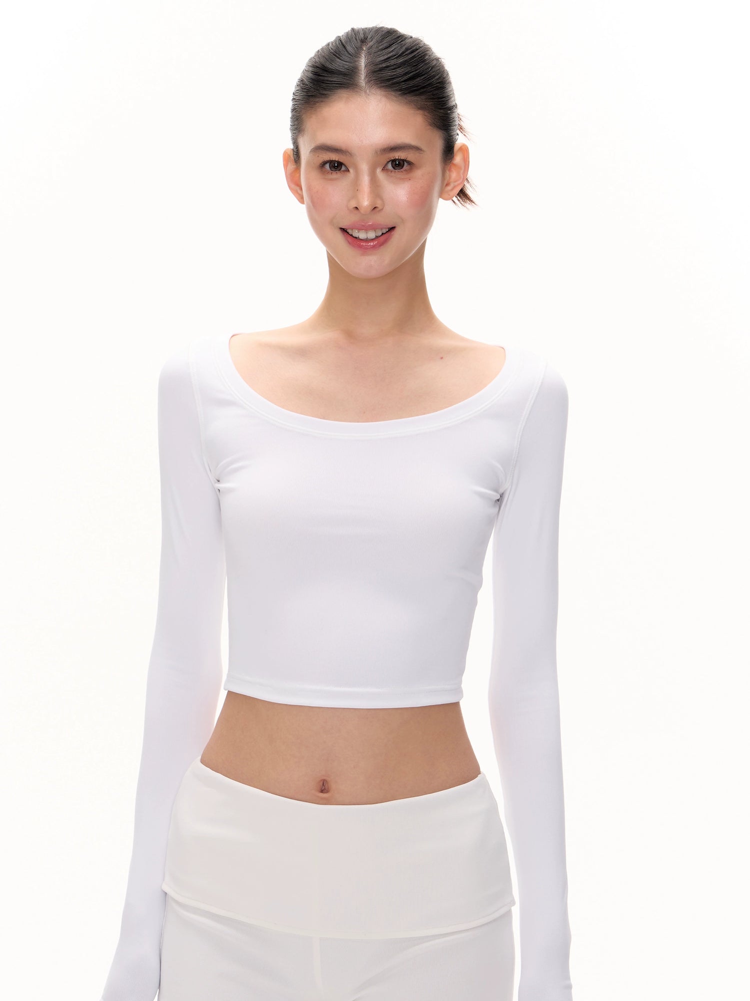 Slim Fit Scoop Neck Long Sleeve Top