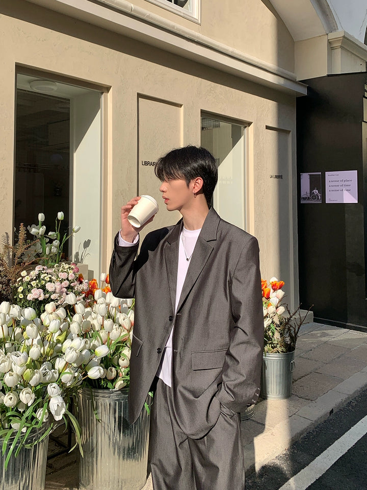 캐주얼 수트 자켓과 바지 세트 