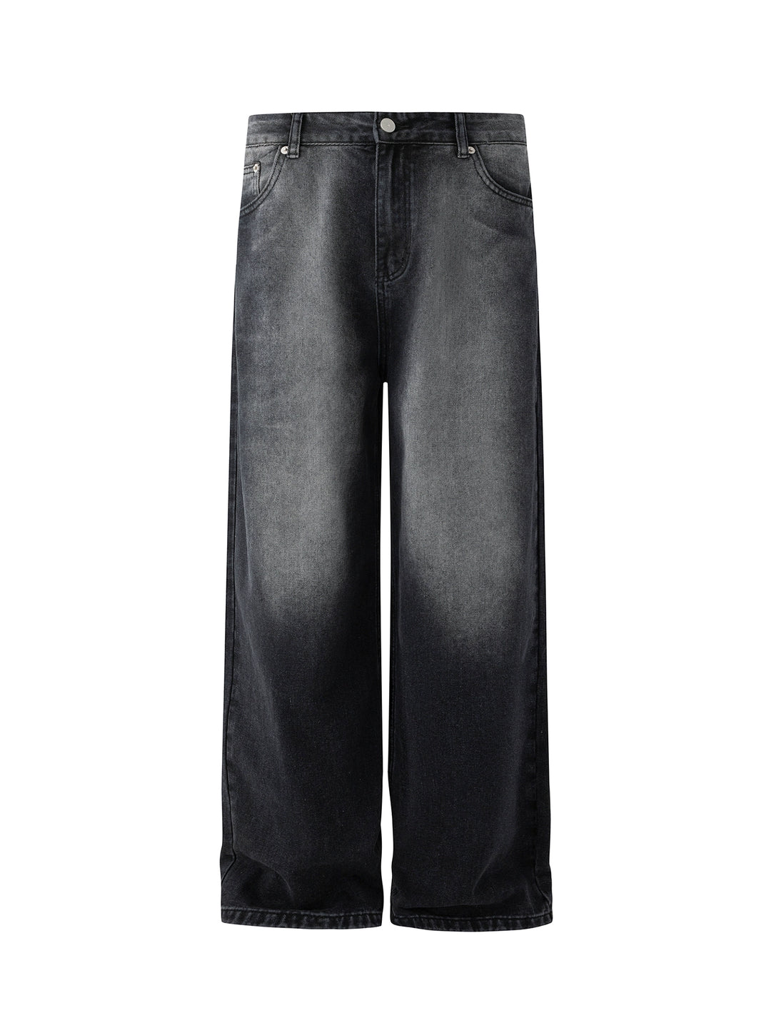 Gewaschene lockere gerade Jeans mit weitem Bein 