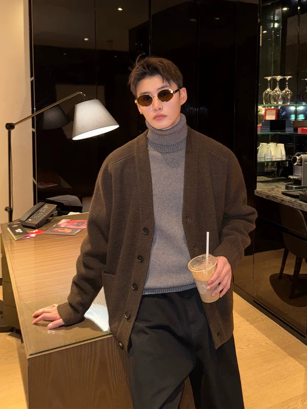 Chunky Knit V-Neck Button Cardigan