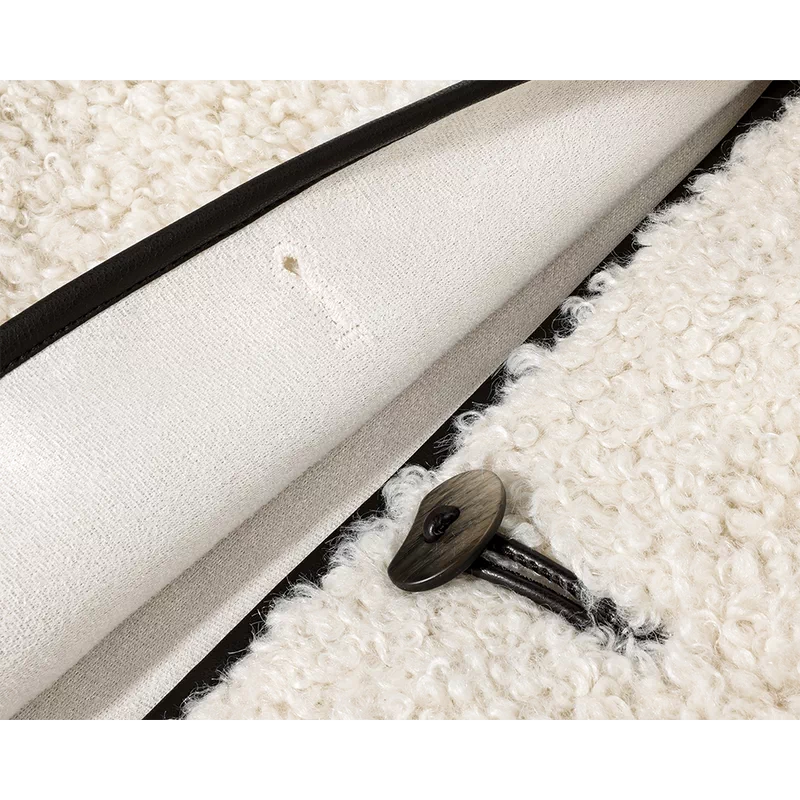 Faux Lambswool Round Neck Button Coat