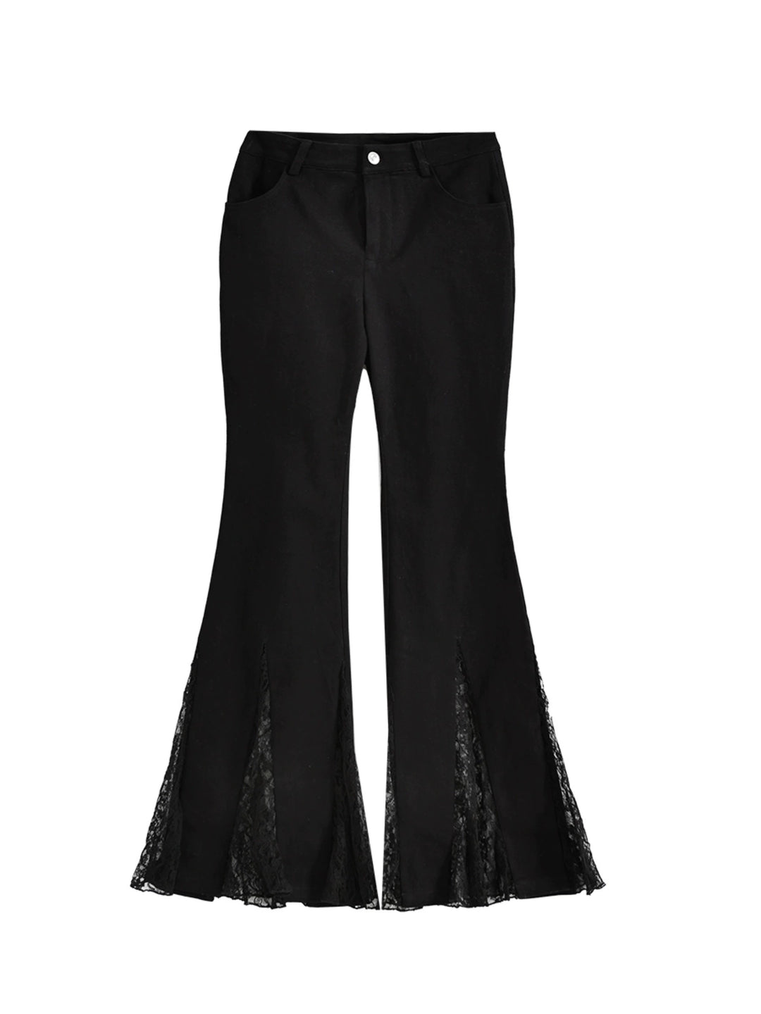 Lace Splicing Flared High Waist Pants
