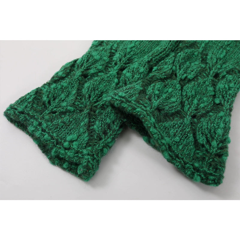 Retro virkad stickad knapp cardigan 