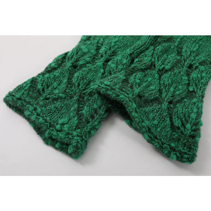 Retro virkad stickad knapp cardigan 