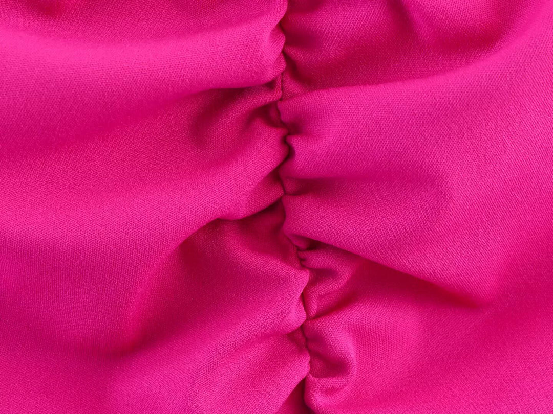Plissert Halter Midi Kjole med Knute Bak 