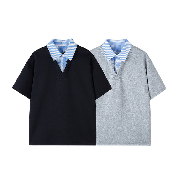 Short Sleeve Spliced Polo Shirt