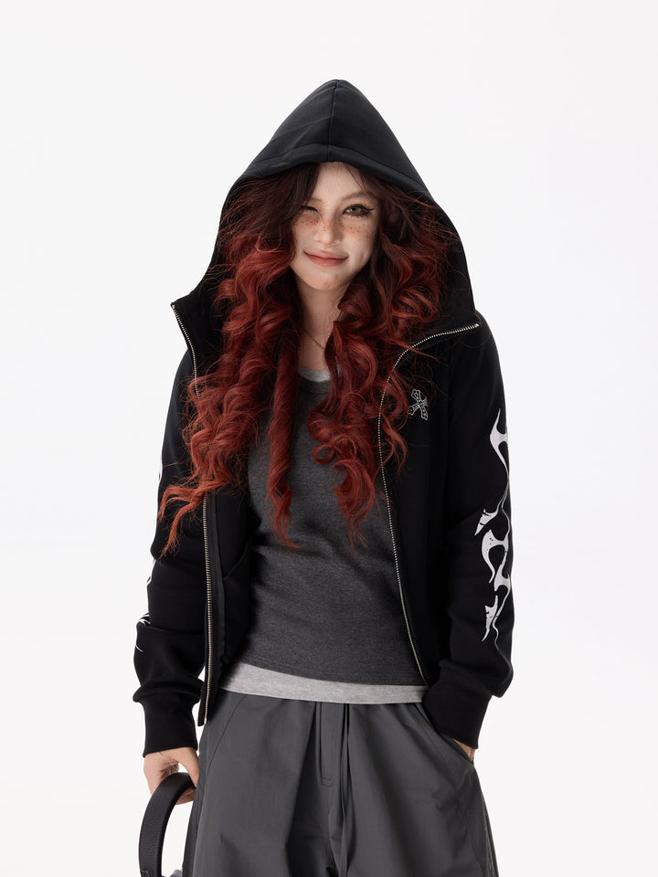 Sudadera gráfica ajustada con cremallera 