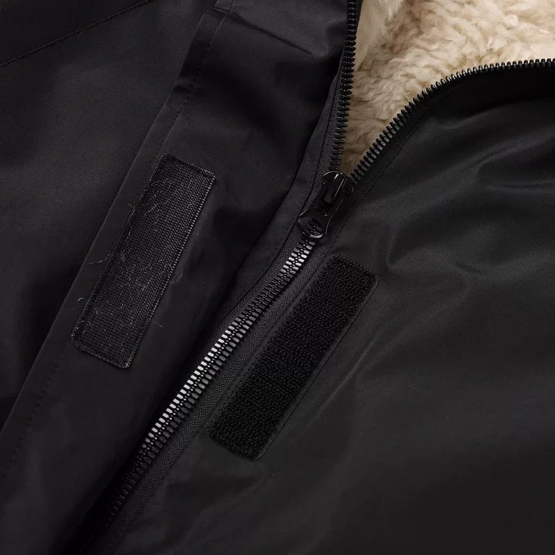 Lammullforet løs passform parka-kåpe 