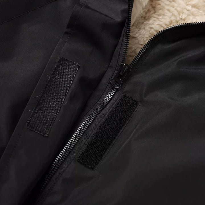 Lammullforet løs passform parka-kåpe 