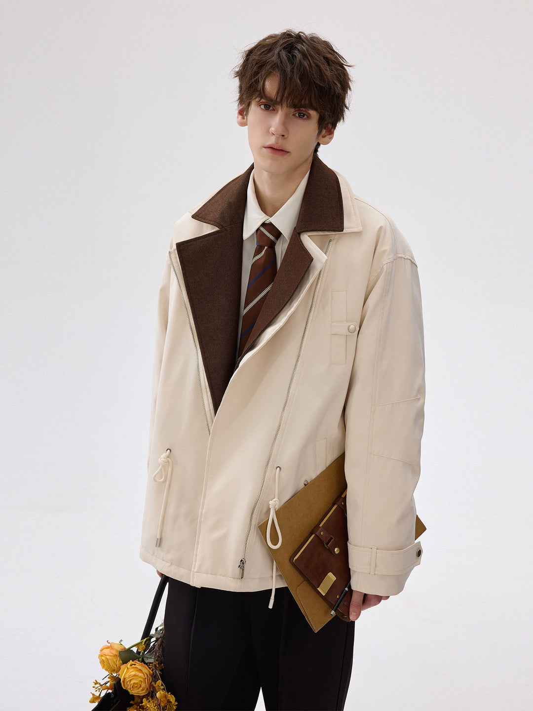 Suit Collar Drawstring Down Jacket