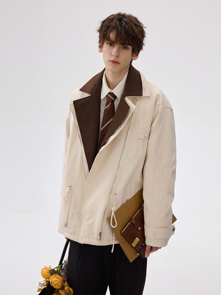 Suit Collar Drawstring Down Jacket