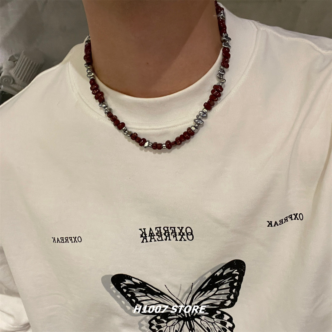 Beaded Silver Splice Necklace