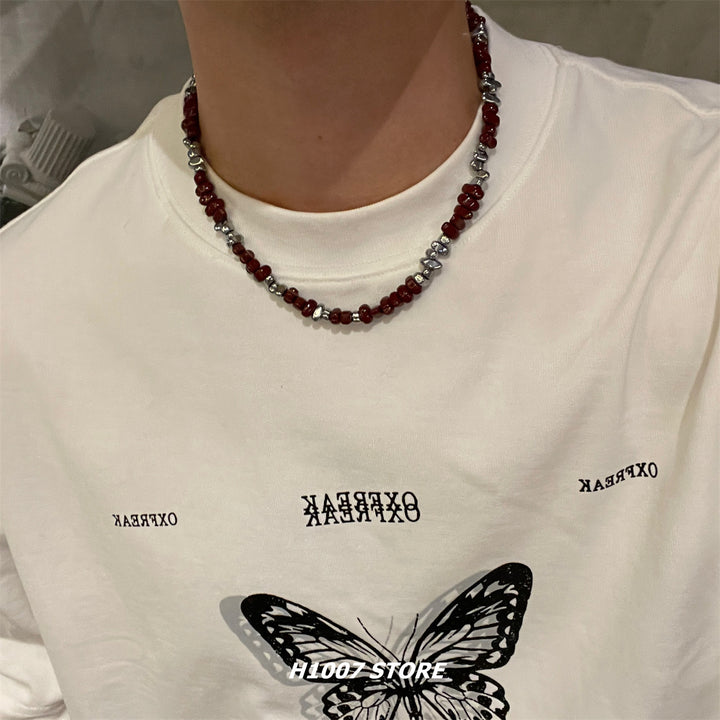 Beaded Silver Splice Necklace
