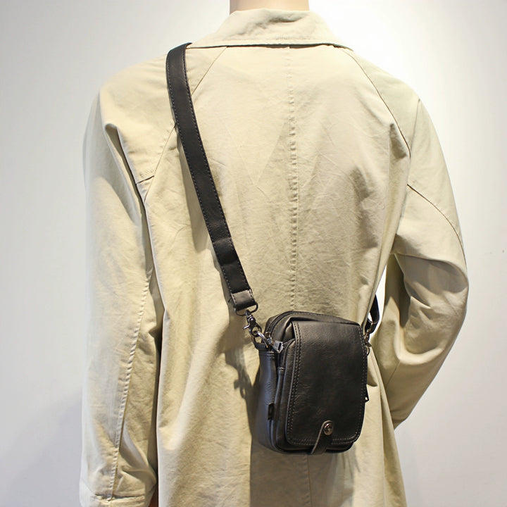 Mini läder crossbody axelväska för mobiltelefon 