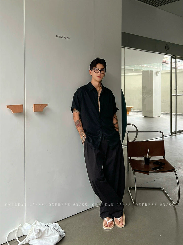 Symmetrical Pleated Quick-Drying Wide-Leg Pants