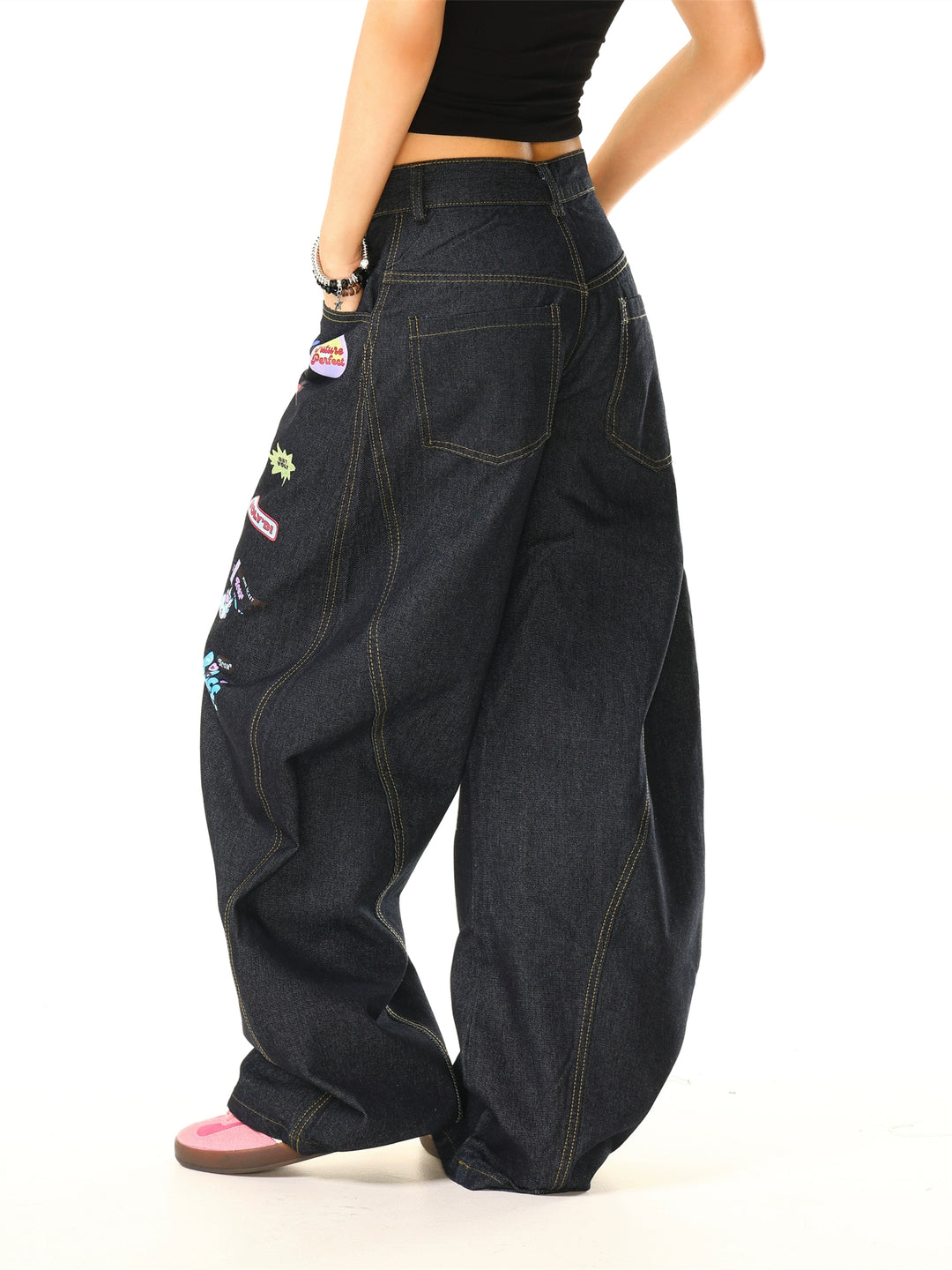 Print Wide Leg Jeans