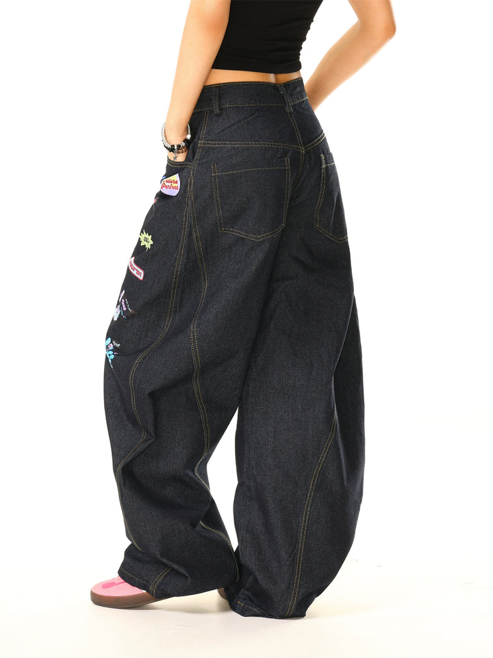 Print Wide Leg Jeans