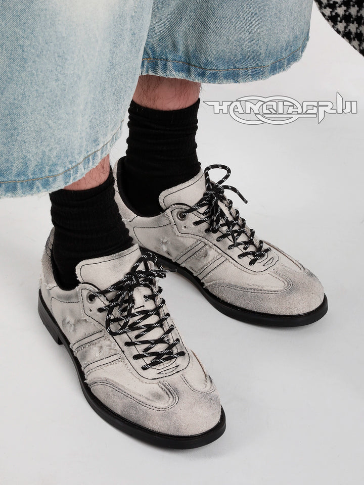 Washed Canvas Distressed Casual Oxford Shoes