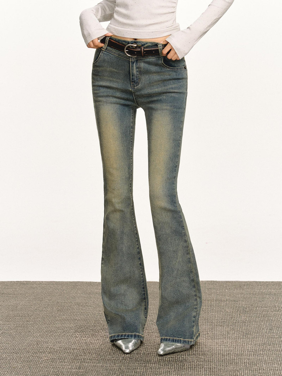 Slim Fit Low Waist Flared Jeans