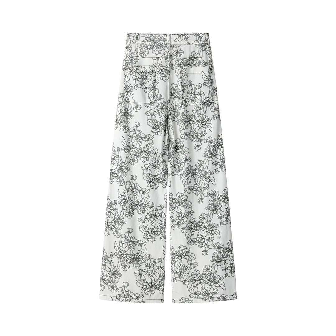 Floral Print High Waist Wide Leg Pants