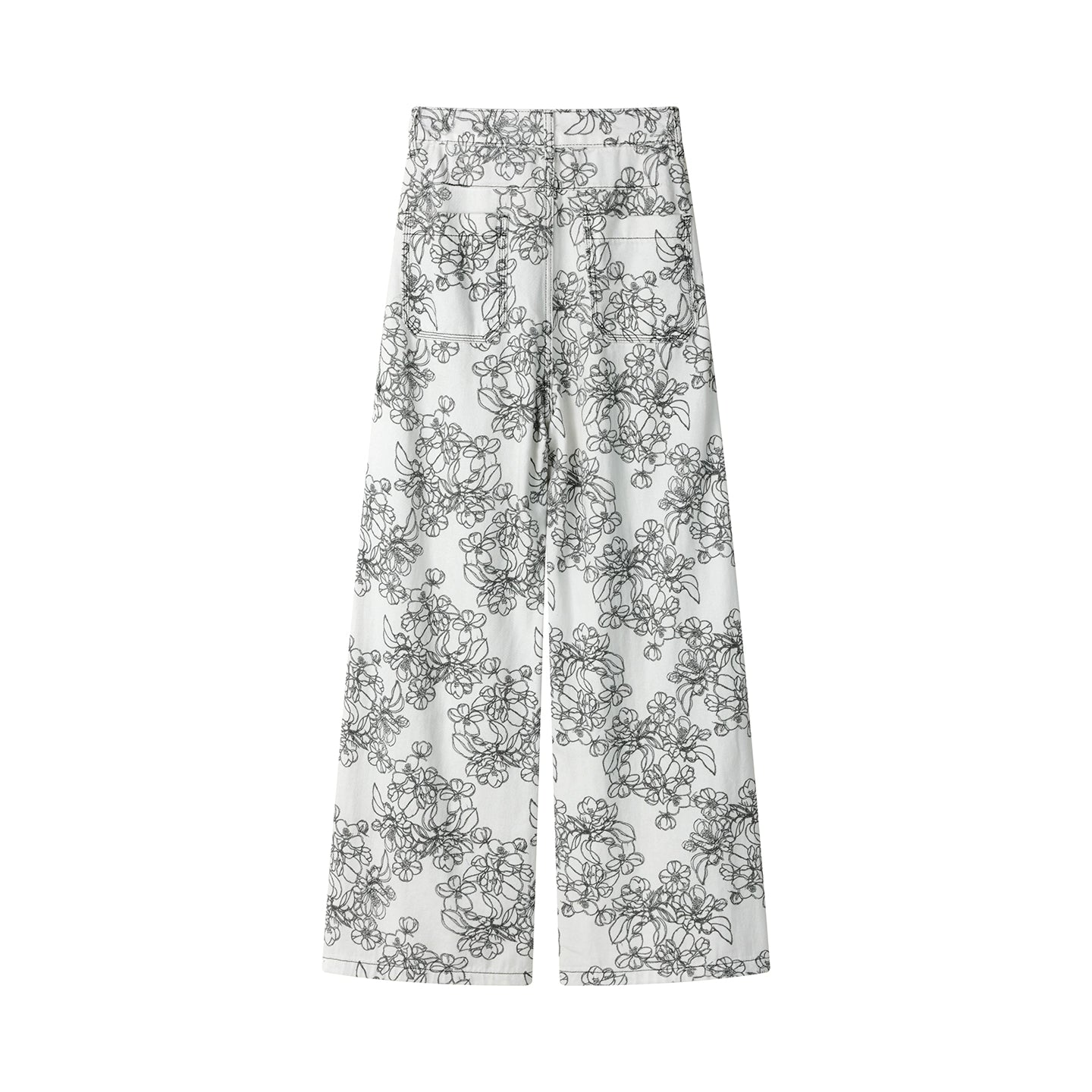 Calças de Cintura Alta com Estampa Floral e Pernas Largas 