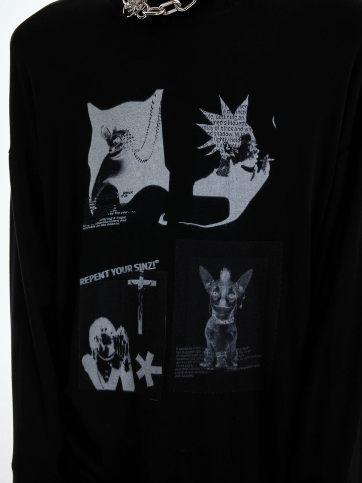 Graphic Art Loose Fit Long Sleeve Pullover