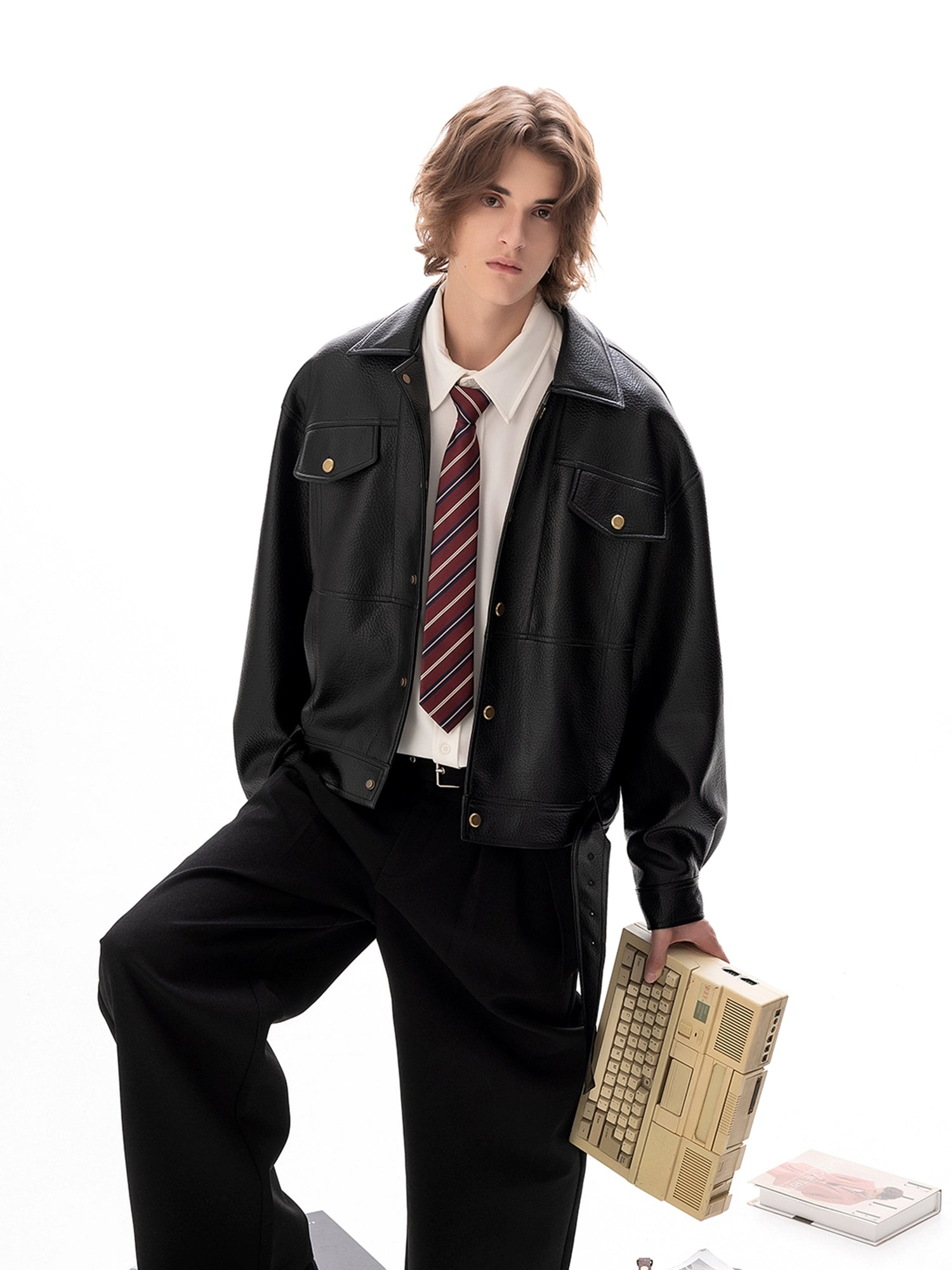 Belted Leather Motorcycle Jacket