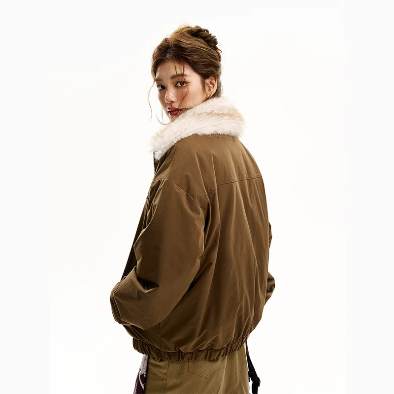 Veste d'hiver en coton doublée en fausse fourrure 