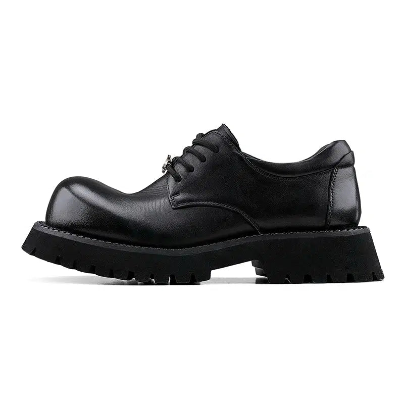 Leather Thick-Sole Derby Casual Shoes
