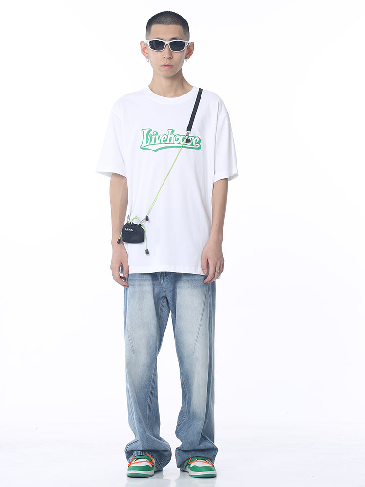 Patchwork Flared Loose Fit Jeans
