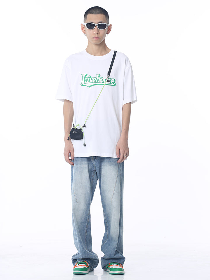 Patchwork Flared Loose Fit Jeans